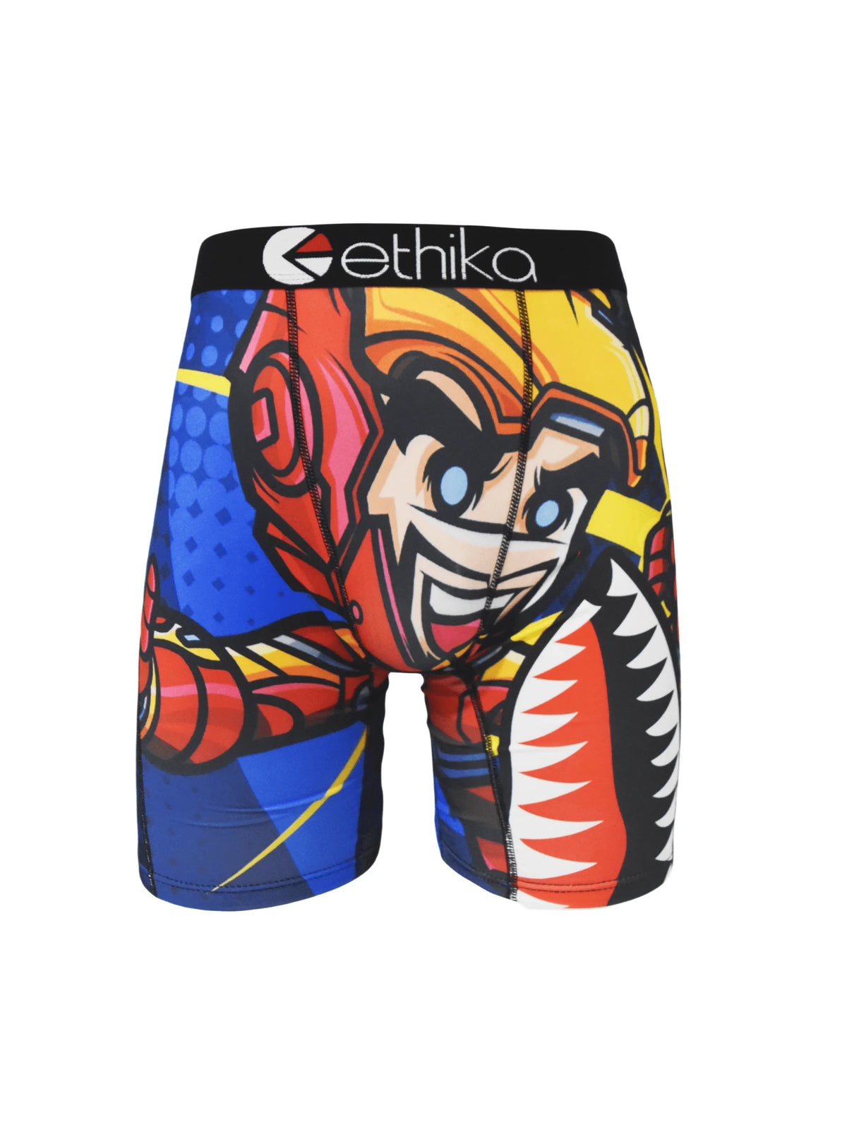 Men’s Boxer Briefs featuring a colorful superhero design with a breathable fabric and elastic waistband by Ethika.
