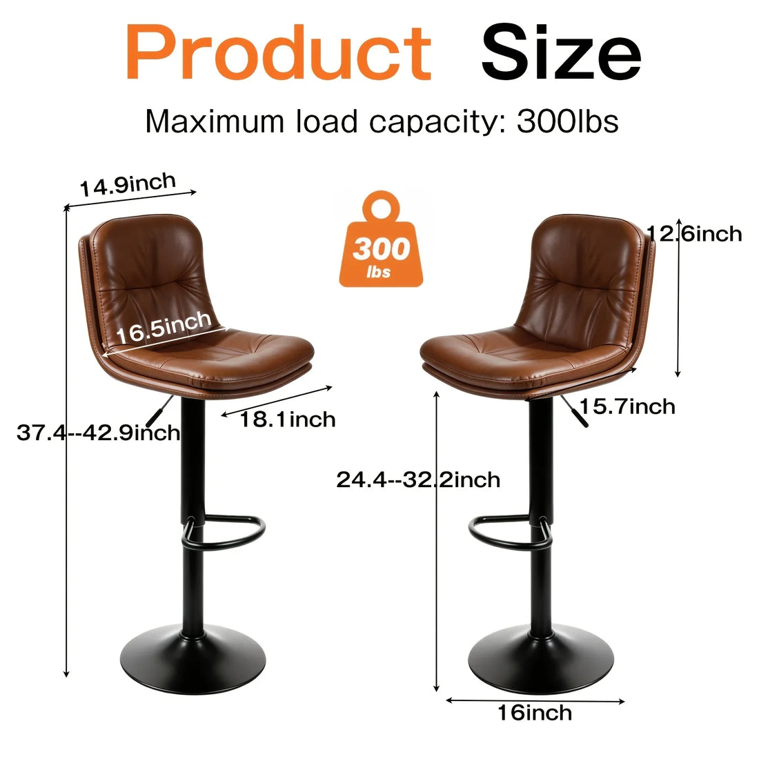 Adjustable Height Counter Height Bar Stools Set of 2