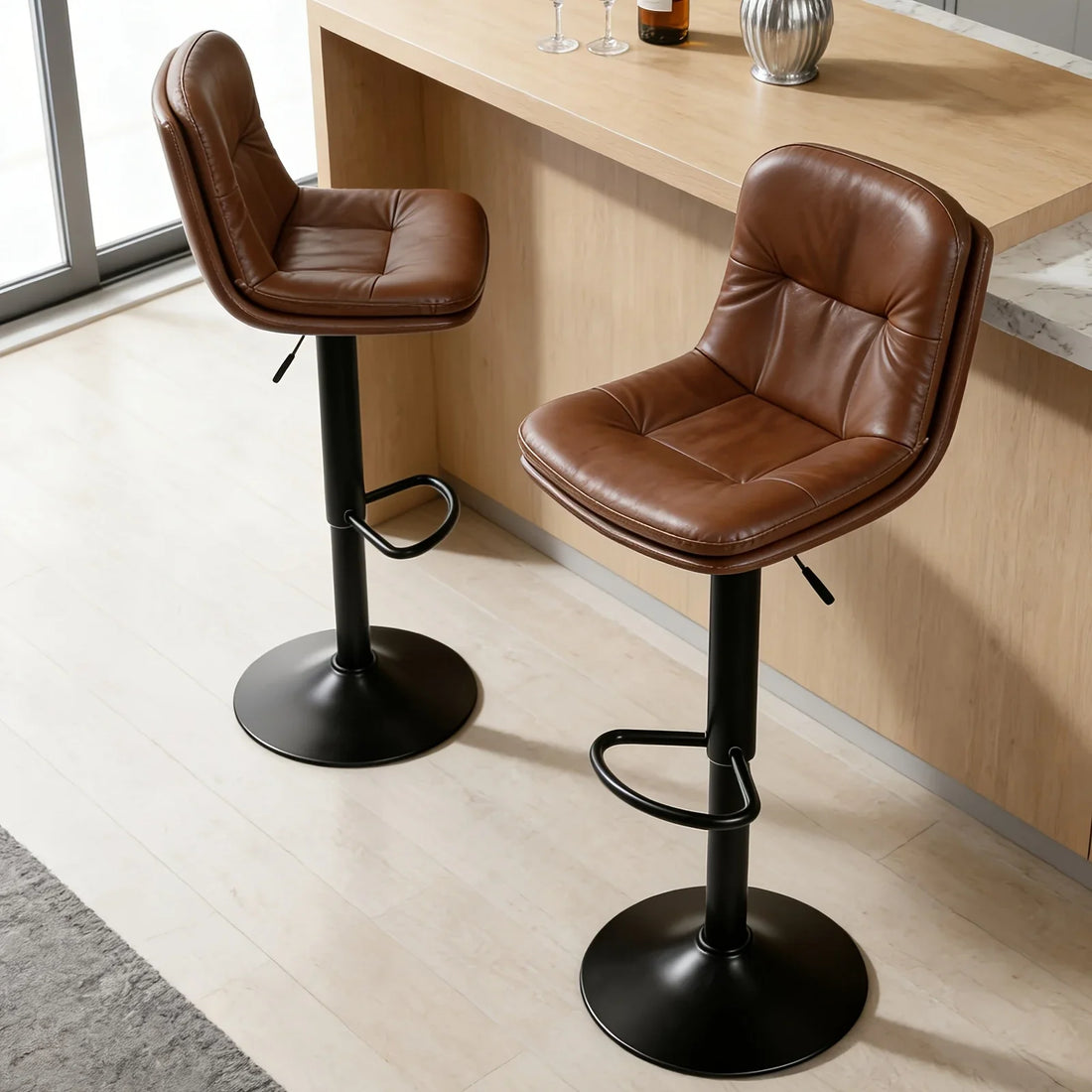 Adjustable Height Counter Height Bar Stools Set of 2
